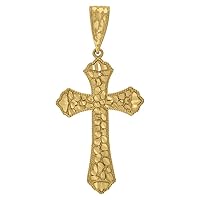 10k Gold Dc Mens Nugget Cross Height 57.7mm X Width 27.5mm Religious Charm Pendant Necklace Jewelry for Men