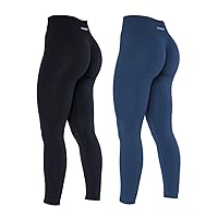 AUROLA Dream Collection Workout Leggings for Women High Waist Seamless Scrunch Athletic Running Gym Fitness Active Pants, Set (Black+naval Academy), XS