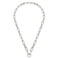 Leonardo Jewels Moni 023067 Stainless Steel Necklace with Clip & Mix Clasp, Silver, Statement Chain, 43 cm, Anchor Chain Women's Jewellery, Stainless Steel, No Gemstone