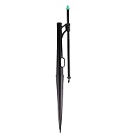 Raindrip P1025UB, Winged Jet Assembly, Quarter-Circle Pattern, Fan Spray, with 1/4-Inch Barbed Inlet on 13-Inch Stake with Adjustable Riser, Drip Irrigation Emitters, Black/Green
