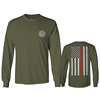 American Flag Thin Red Line Firefighter Support Seal Long Sleeve Men's