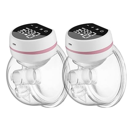 Wearable Hands-Free Breast Pump, Portable Electric Breast Pump with 3 Mode & 9 Levels, Painless Breastfeeding Breastpump Can Be Worn in-Bra, 24mm (2 Pack)