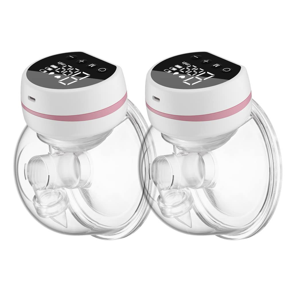 Wearable Breast Pump, Hands-Free Breast Pump, Portable Electric Breast Pump with 3 Mode & 9 Levels, Painless Breastfeeding Breastpump Can Be Worn in-Bra, 24mm (2 Pack)