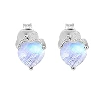 Multi Choice Your Gemstone 925 Sterling Silver 0.50 Ctw Heart Shaped Party Wear Stud Earring
