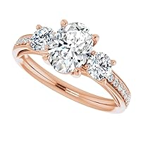 Moissanite Engagement Rings, 1 CT Oval cut Wedding Stacking Ring for Women,10K/14K/18K Rose Gold 925 Silver Anniversary Rings