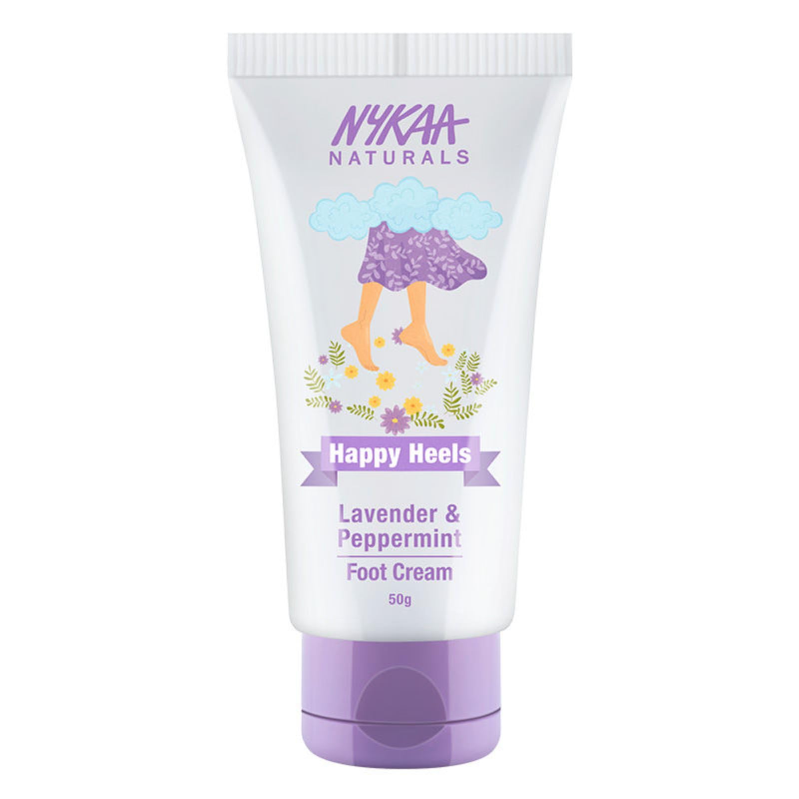 Nykaa Naturals Happy Heels Footcream - Non-Greasy Lotion - Exfoliates and Softens Rough Feet - Delicate Fragrance - Lavender and Peppermint - 1.7 oz