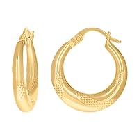 14k Yellow Gold Womens Patterned Fashion Hoop Earrings Measures 21x19mm Wide Jewelry for Women