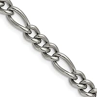 Chisel Titanium Polished 7mm Figaro Chain Jewelry for Women - Length Options: 18 20 22 24