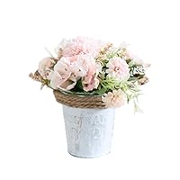 Potted Artificial Hydrangea Rose Flowers Bonsai Plant Fake Camellia Flowers with Pot Silk Flower Arrangements for House Office Restaurant Table Centerpieces Windowsill Decor, Pink