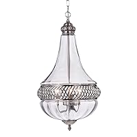 Warehouse of Tiffany Permin Empire Clear 13-inch Glass and Metal Pendant (Model: RL8167PN)