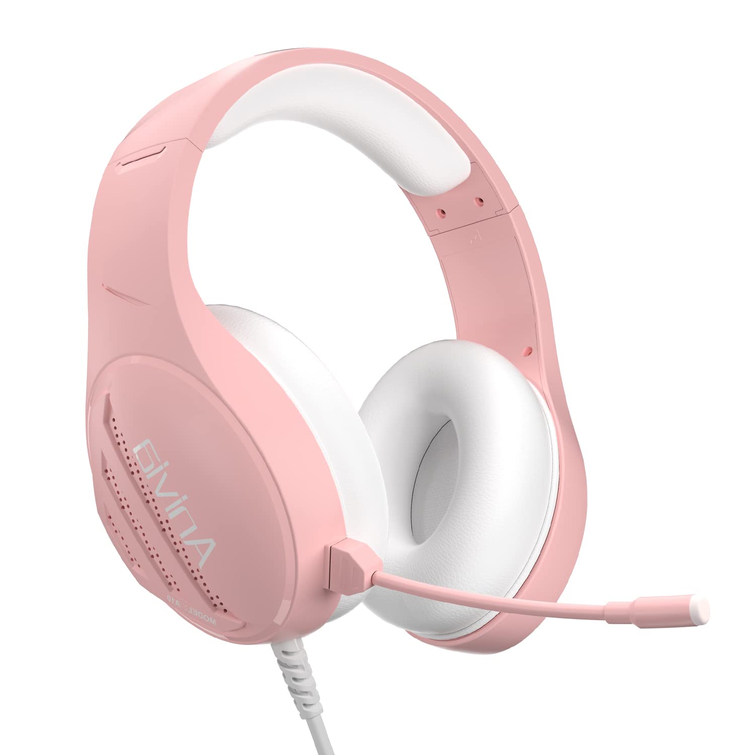 Anivia Computer Headsets Over Ear Stereo Surround Sound Wired Headphones Wired Gaming Headset with Mic for PC MAC PS4 PS5 Xbox One, Pink