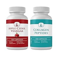 PURE ORIGINAL INGREDIENTS Collagen Peptides & Apple Cider Vinegar Capsule Bundle (100 Capsules Each), No Additives or Fillers, Lab Verified