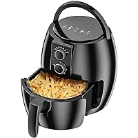 Air Fryer, One-Touch Control, Adjustable Time and Temperature, Fry with 98% Less Oil, LED Shake Reminder, Family Size, 5.4Quart, Black