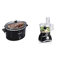 Hamilton Beach Slow Cooker, Extra Large 10 Quart, Stay or Go Portable With Lid Lock, Dishwasher Safe & Food Processor & Vegetable Chopper for Slicing, Shredding, Mincing, and Puree