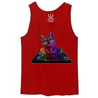 EDM Rave Party Festival Funny Cute dj cat Graphic dad mom cat Lover Men's Tank Top
