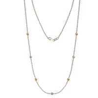 7 Stone Petite Citrine & Lab Grown Diamond Womens Station Necklace (VS2-SI1,G-H) 0.26 ctw 14K Gold