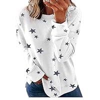 NP Women's Printed Stars Loose Large Long Sleeve T-Shirt Printed Sweater Hoodie