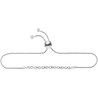 The Diamond Deal Sterling Silver Womens Round Diamond Infinity Link Bolo Adjustable Bracelet 1/6 Cttw