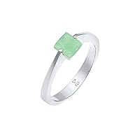 Elli Premium Women's Classic Pyramid Elegant Ring with Jade Gemstone in 925 Sterling Silver Gold-Plated, Jade