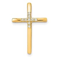 14k Gold .03ct. Diamond Religious Faith Cross Chain Slide Measures 20x13.5mm Wide Jewelry for Women