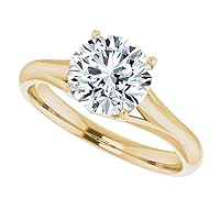 925 Silver, 10K/14K/18K Solid Gold Moissanite Engagement Ring 1.5 CT Round Cut Handmade Solitaire Ring Diamond Wedding Ring for Women/Her, VVS1 Colorless, Anniversary Ring, Wifes Gift