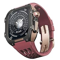 FKIMKF Luxury Watch Strap for Apple Watch 8/7/Series, Titanium Case, Fluoride Rubber, Luxury Watch Strap for iWatch 45mm Watch Strap, Retrofit Kit, Upgrade Watch Strap and Case