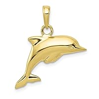 10k Gold 3 d Puffed Dolphin Pendant Necklace High Polish Measures 25.5x21mm Wide Jewelry Gifts for Women