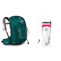 Osprey Tempest 20L Women's Hiking Backpack with Hipbelt, Jasper Green, WXS/S Hydraulics LT 2.5L Water Reservoir with Bite Valve, Red