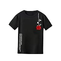 Boy's Graphic T Shirts Tees Short Sleeve Crew Neck T-Shirts Summer Tops Clothes