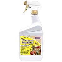 Bonide Go Away! Deer & Rabbit Repellent, 32 oz. Ready-to-Use Spray, Hot Peppers Deter Animals from Lawn & Garden