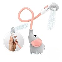Yookidoo Baby Bath Shower Head - Elephant Water Pump with Trunk Spout Rinser - Control Water Flow from 2 Elephant Trunk Knobs for Maximum Fun in Tub or Sink for Newborn Babies(Pink)