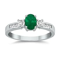 SZUL Emerald and Diamond Regal Channel Ring in 14K White Gold