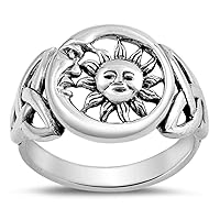 Sun Moon Universe Cute Ring New .925 Sterling Silver Celtic Knot Band Sizes 5-10
