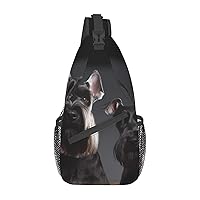 Cute schnauzer dog pint Unisex Chest Bags Crossbody Sling Backpack Lightweight Daypack for Travel Hiking