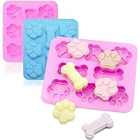 2PCS Puppy Dog Paw and Bone Shaped Silicone Mold for Chocolate, Non-Stick Reusable Food Grade Silicone Baking Mold for Chocolate, Candy, Cupcake, Gummy, Ice Cube, Cookie, Jello, Biscuits