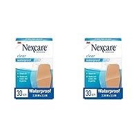 Waterproof Clear Bandages for Knee and Elbow, Stays On Skin in The Bath, Shower Or Pool, 2.38 x 3.5 in, 30 Count (Pack of 2)