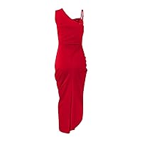 Bodycon Dresses for Women, Women's Solid Color Sexy Sequin Slit Maxi Smocked One Shoulder Evening Dress