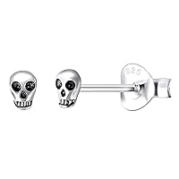 Skull/Ghost .925 Sterling-Silver Very Tiny Stud Earrings, Multiple Piercing, Cartilage Stud, Minimalist Dainty Earrings