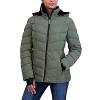 Nautica Women's Stretch Puffer Detachable Hood Fleece Pockets Jacket (US, Alpha, XX-Large, Regular, Regular, GREEN (SAGE))