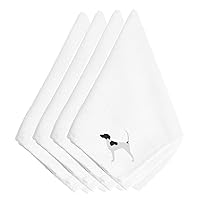 Caroline's Treasures BB3395NPKE English Pointer Embroidered Napkins Set of 4 Napkin Cloth Washable, Soft, Durable, Table Dinner Napkins Cloth for Hotel, Lunch, Restaurant, Weddings, Parties