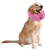 Soft Inflatable Dog Cone Collar, Protective Inflatable Collar for Dogs and Cats, Adjustable Pet Recovery Cone After Surgery (L, Pink)