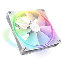 NZXT F140 RGB Duo - 140mm Dual-Sided RGB Fan – 20 Individually Addressable LEDs – Balanced Airflow and Static Pressure – Fluid Dynamic Bearing – PWM Control – Anti-Vibration Rubber Corners – White