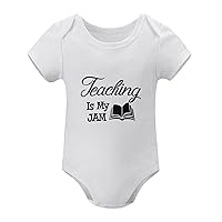 Baby Outfit Teaching is My Jam Baby Romper Inspirational Neutral Baby Baby Top Clothing White, 9months