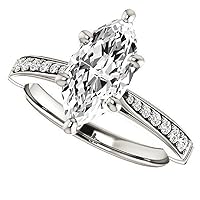 10K Solid White Gold Handmade Engagement Ring 2.0 CT Marquise Cut Moissanite Diamond Solitaire Wedding/Bridal Rings for Women/Her Proposes Gifts