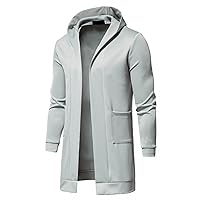 Men's Trench Coat with Hood Slim fit Business Winter Warm Casual Long Cotton Coat Woollen Overcoat Jacket Windbreaker