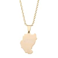 BR Gold Jewelry Stainless Steel Original Old Sudan Map Juba Necklace Pendant