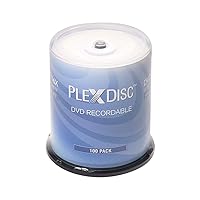 PlexDisc 632-215-BX DVD-R 4.7GB 16X White Inkjet Printable Surface Hub Printable - 100pk Cake Box (FFP), 100 Discs