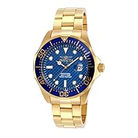 Invicta Men's 14357 Pro Diver Blue Carbon Fiber Dial 18k Gold Ion-Plated Stainless Steel Watch