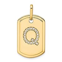 14k Gold Diamond Letter Name Personalized Monogram Initial Q Animal Pet Dog Tag Charm Pendant Necklace Measures 17.76mm Wide 1.09mm Thick Jewelry for Women