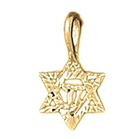 14K Yellow Gold Star of David with Chai Pendant